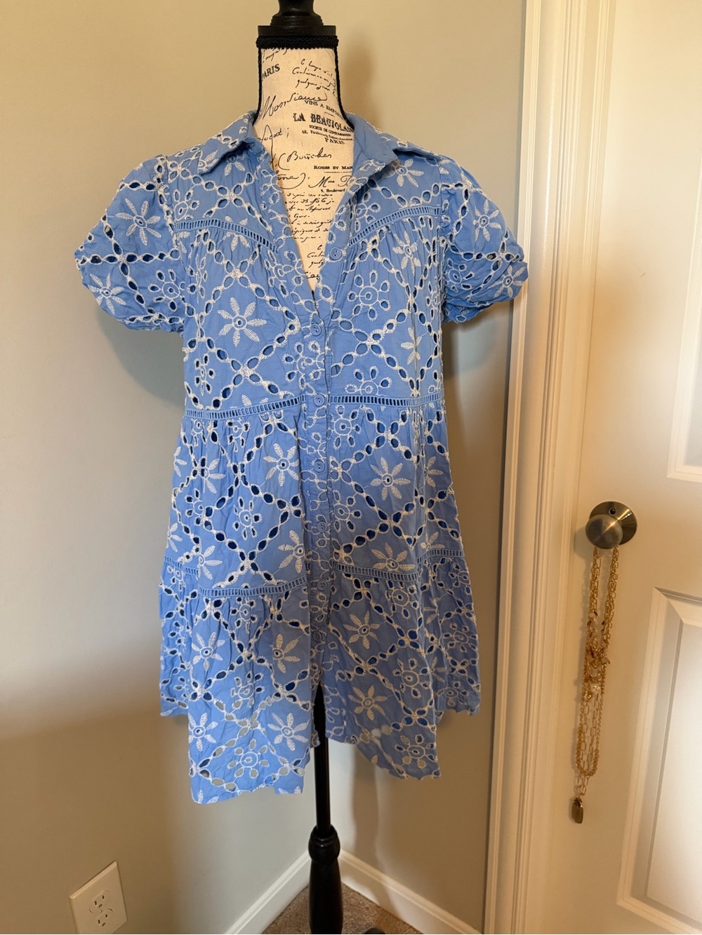 Anthropologie Eyelet Tiered Dress size large